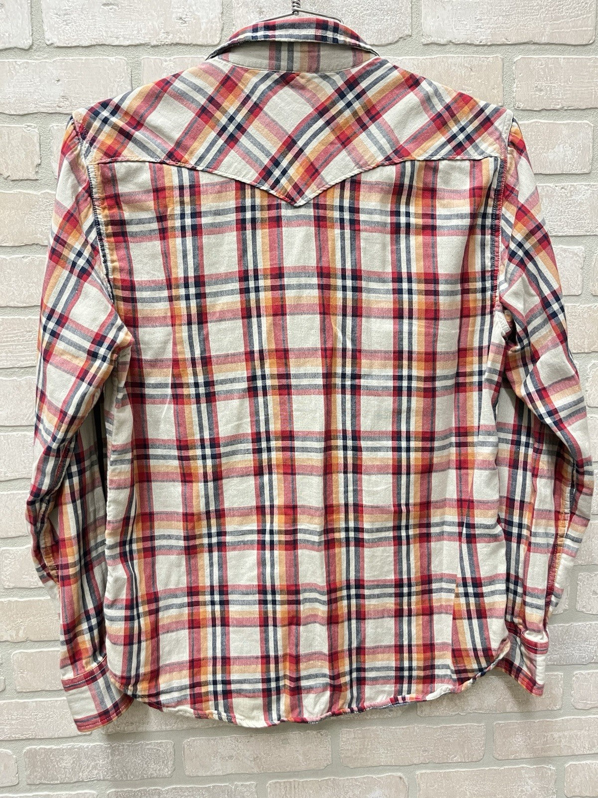 Lucky Brand Men’s Size M Plaid  Pearl Snap Long Sleeve Shirt western wear sports