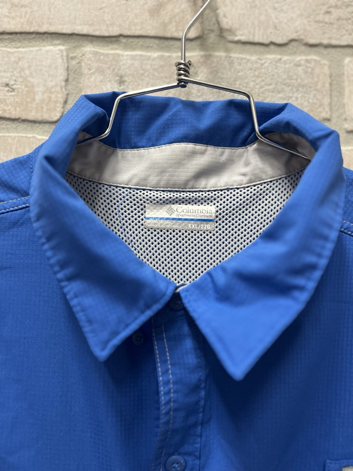 Columbia PFG Men's Short Sleeve Fishing Shirt Blue XXL Omni-Shade
