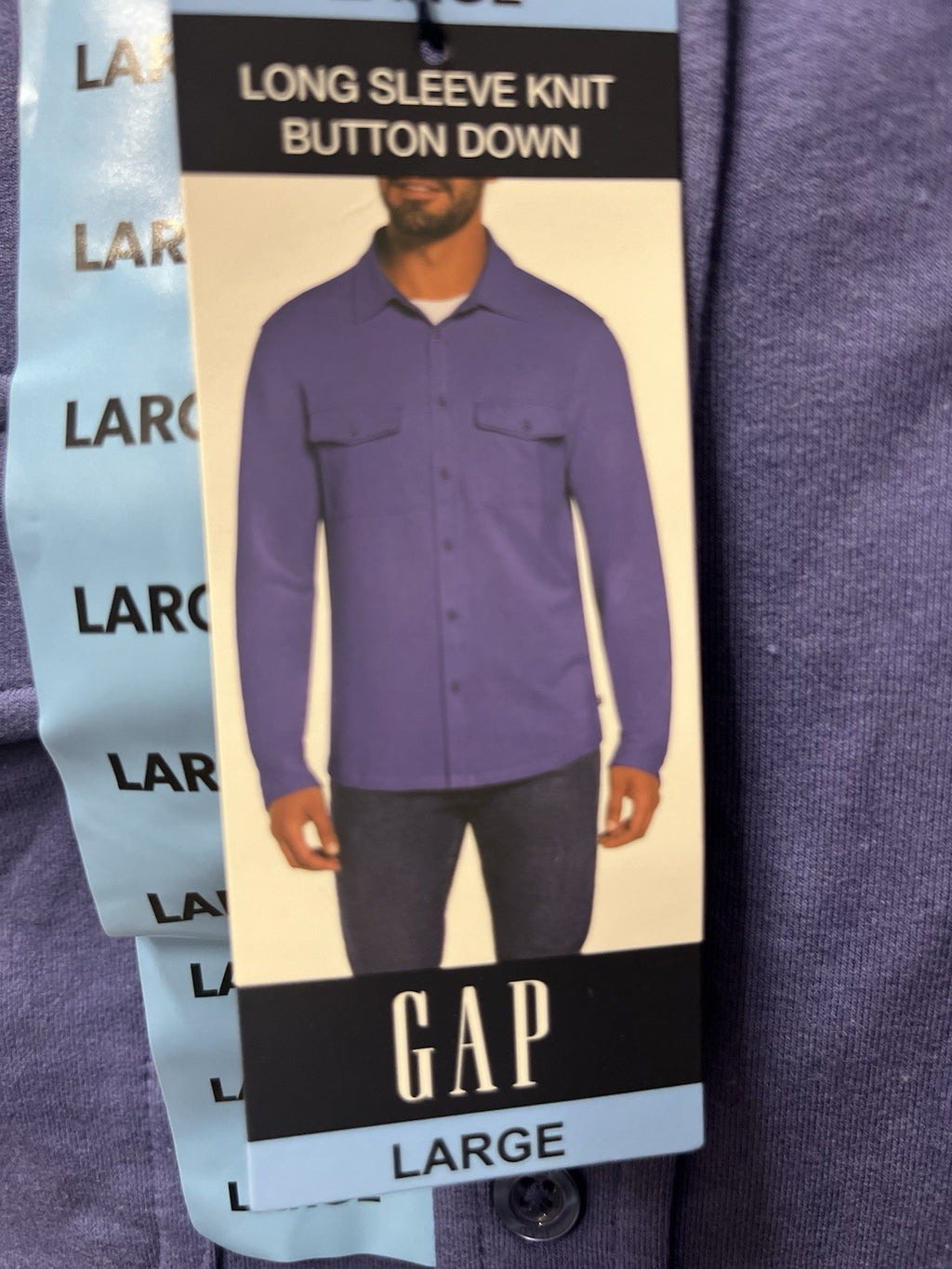 Gap Men’s Long sleeve button down knit thick shirt Sz L Purple and warm NWT