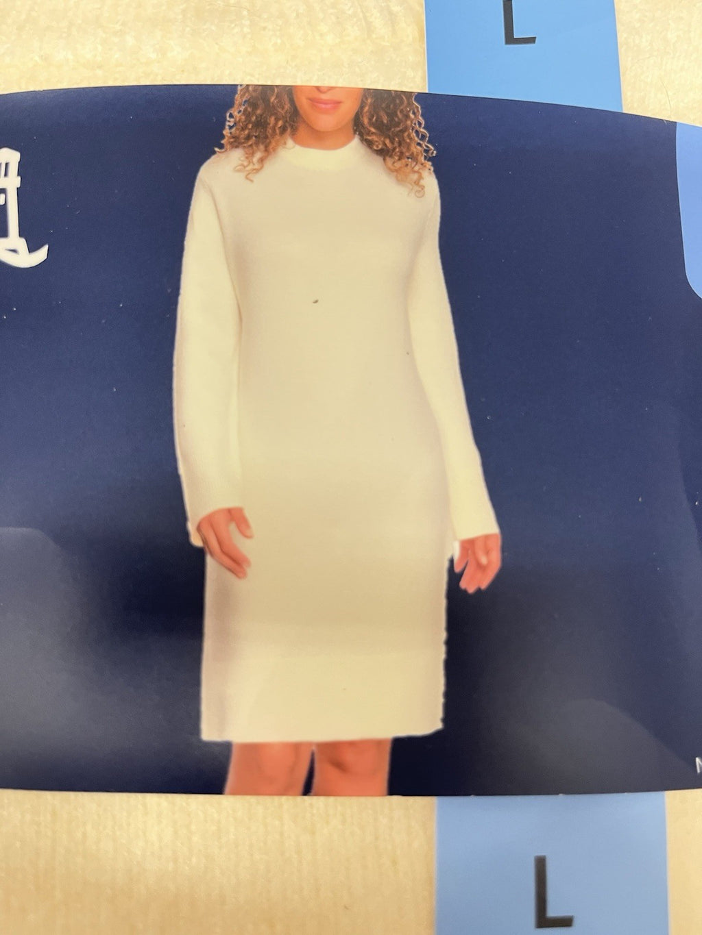 Lands' End Women’s Crewneck Sweater Dress Sz L 12/14 cream white Relax Fit NWT