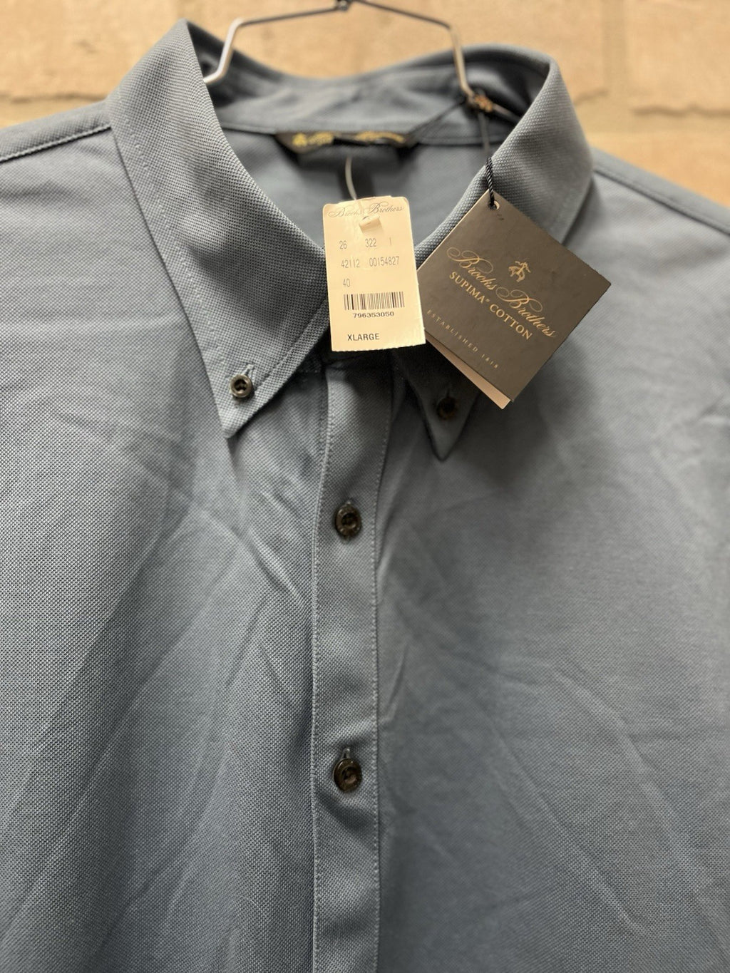 Brooks Brothers long sleeve button down men’s shirt Sz XL Supima Cotton Blue NWT
