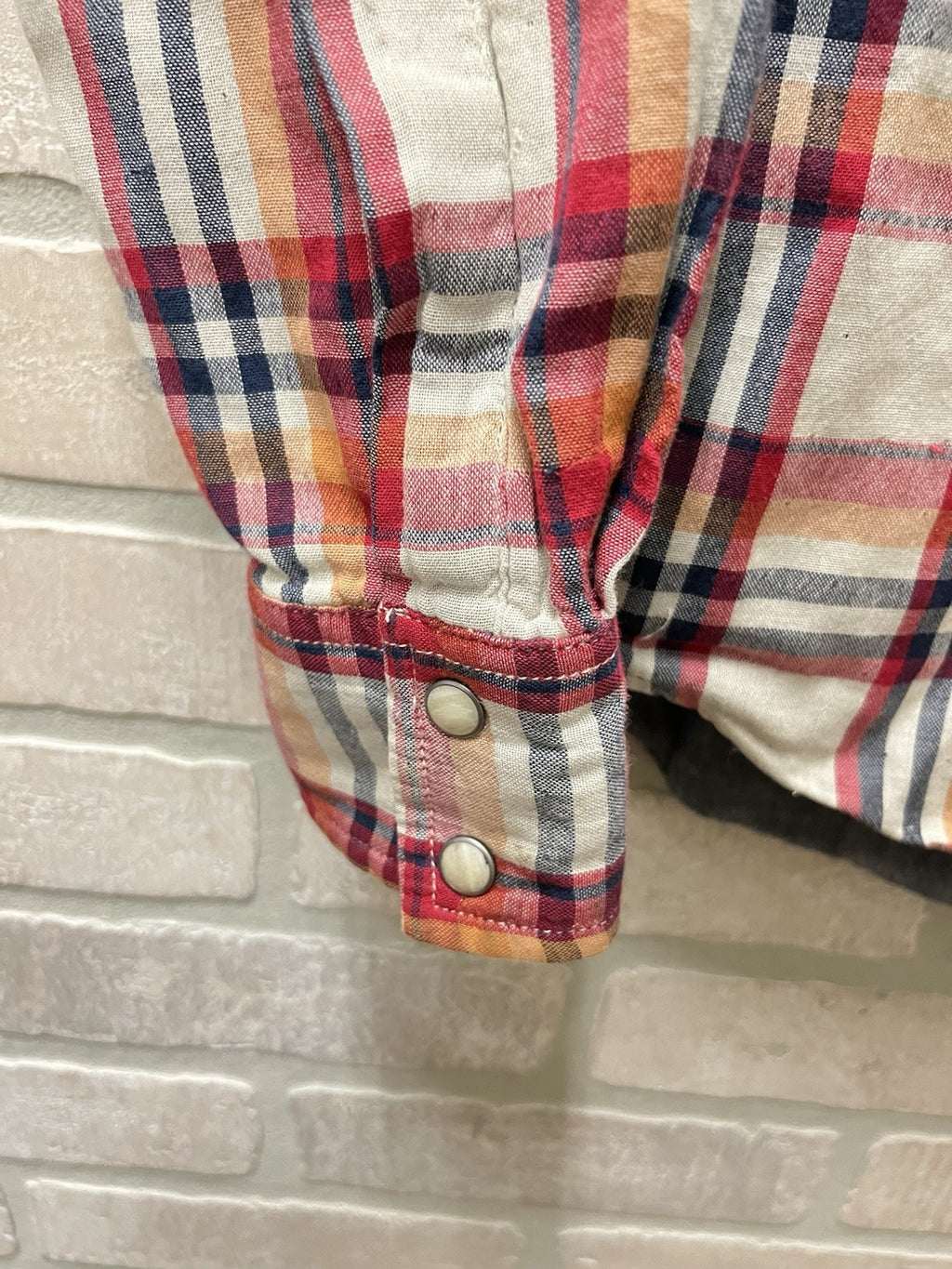 Lucky Brand Men’s Size M Plaid  Pearl Snap Long Sleeve Shirt western wear sports