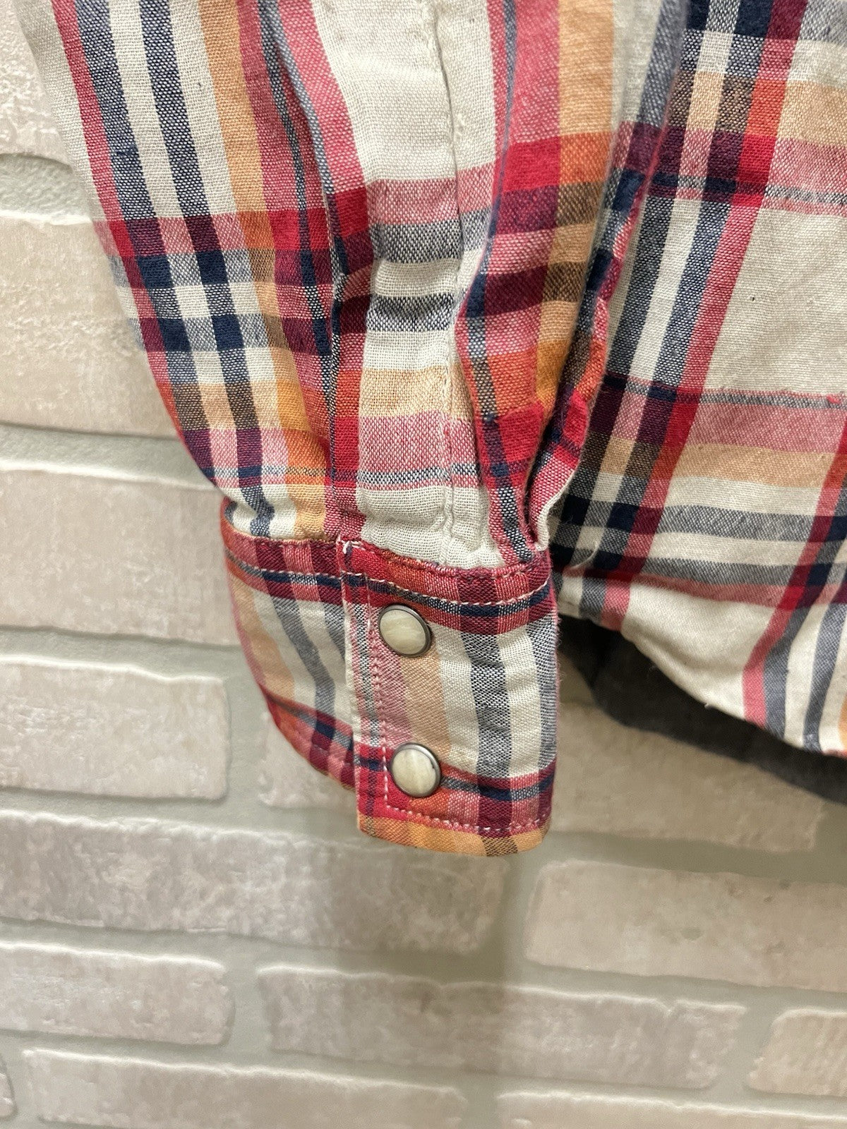 Lucky Brand Men’s Size M Plaid  Pearl Snap Long Sleeve Shirt western wear sports