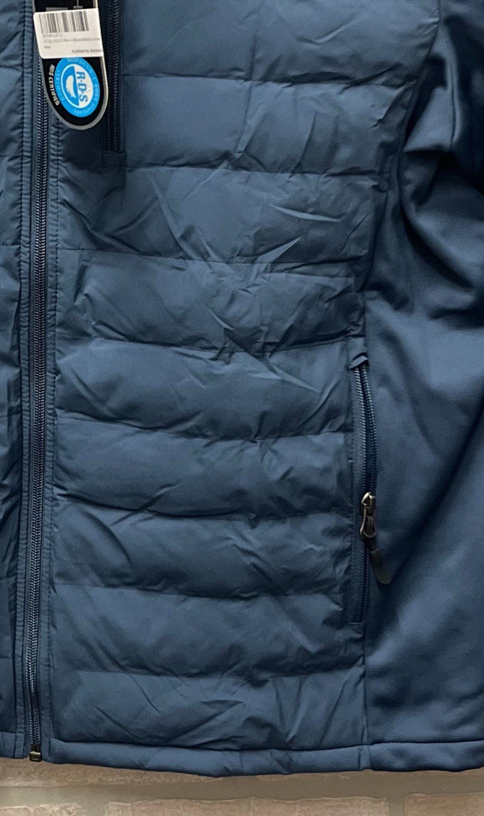 32 Degrees Heat Mens Blue Puffer Jacket Xl Full Zip Side Zip Pockets