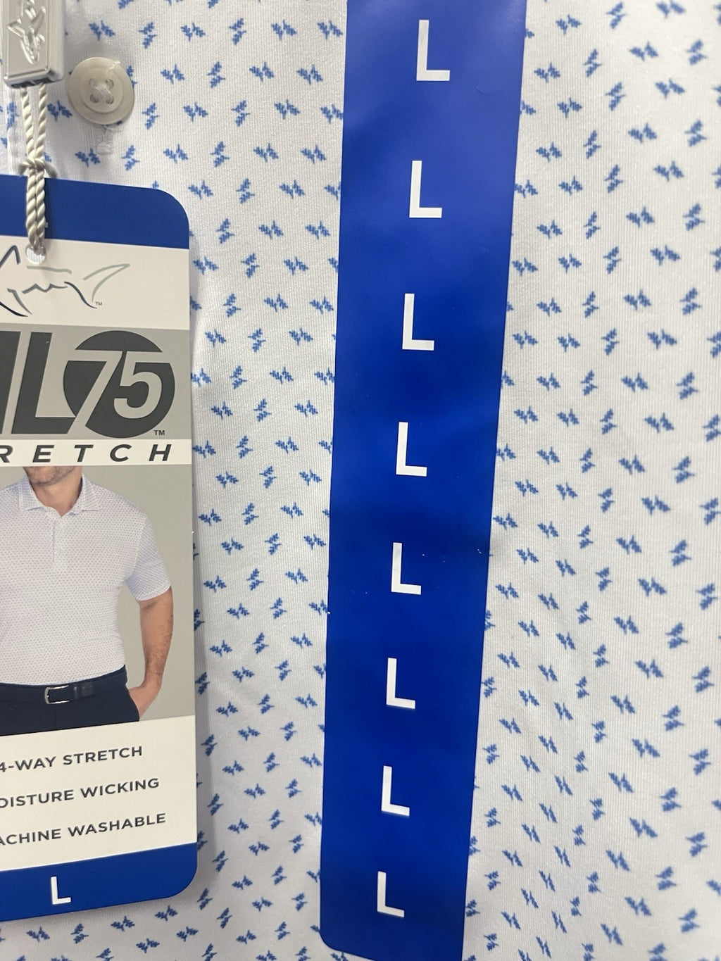 Greg Norman men’s golf polo Sz L  White ML75  4 Way stretch activewear