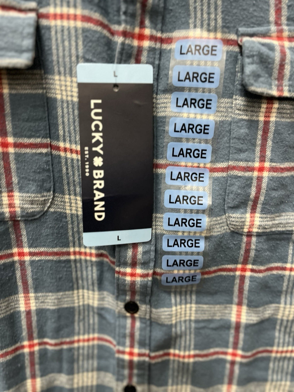 Lucky Brand Men’s Plaid Flannel Classic Fit Long Sleeve Pockets Shirt L