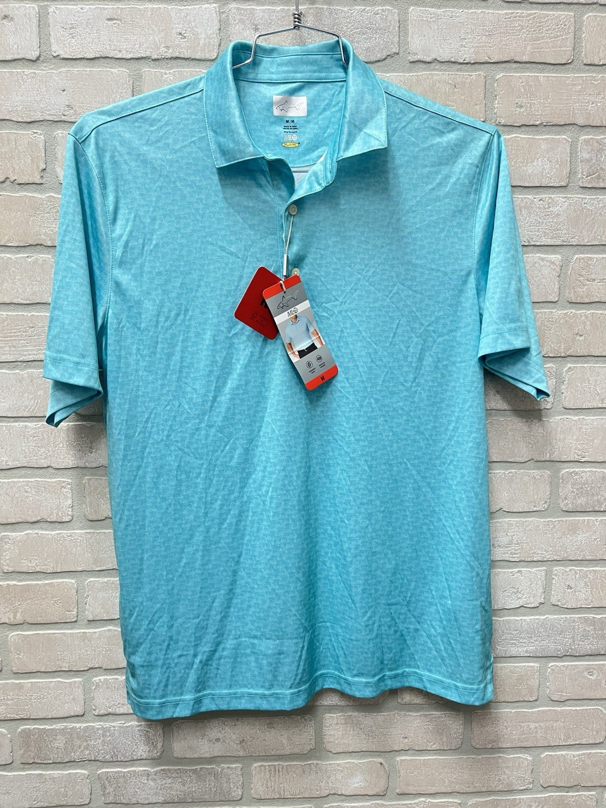 Greg Norman ML75 Performance Golf Polo Shirt Men's Large L Blue  Logo