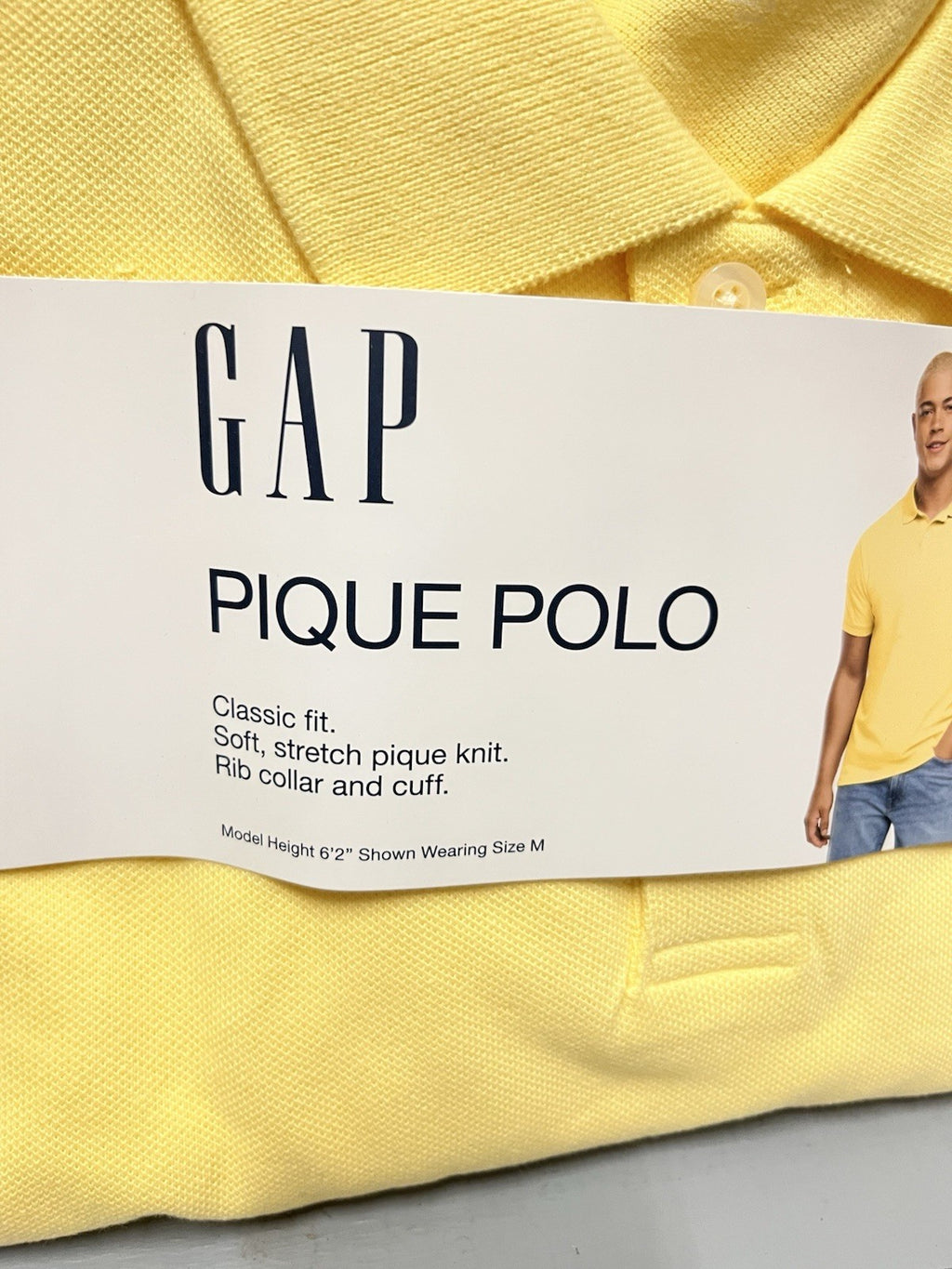 Gap Pique Polo Men’s Sz XL Yellow soft touch NWT