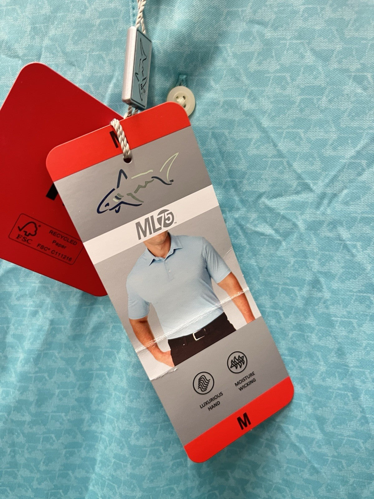 Greg Norman ML75 Performance Golf Polo Shirt Men's Large L Blue  Logo