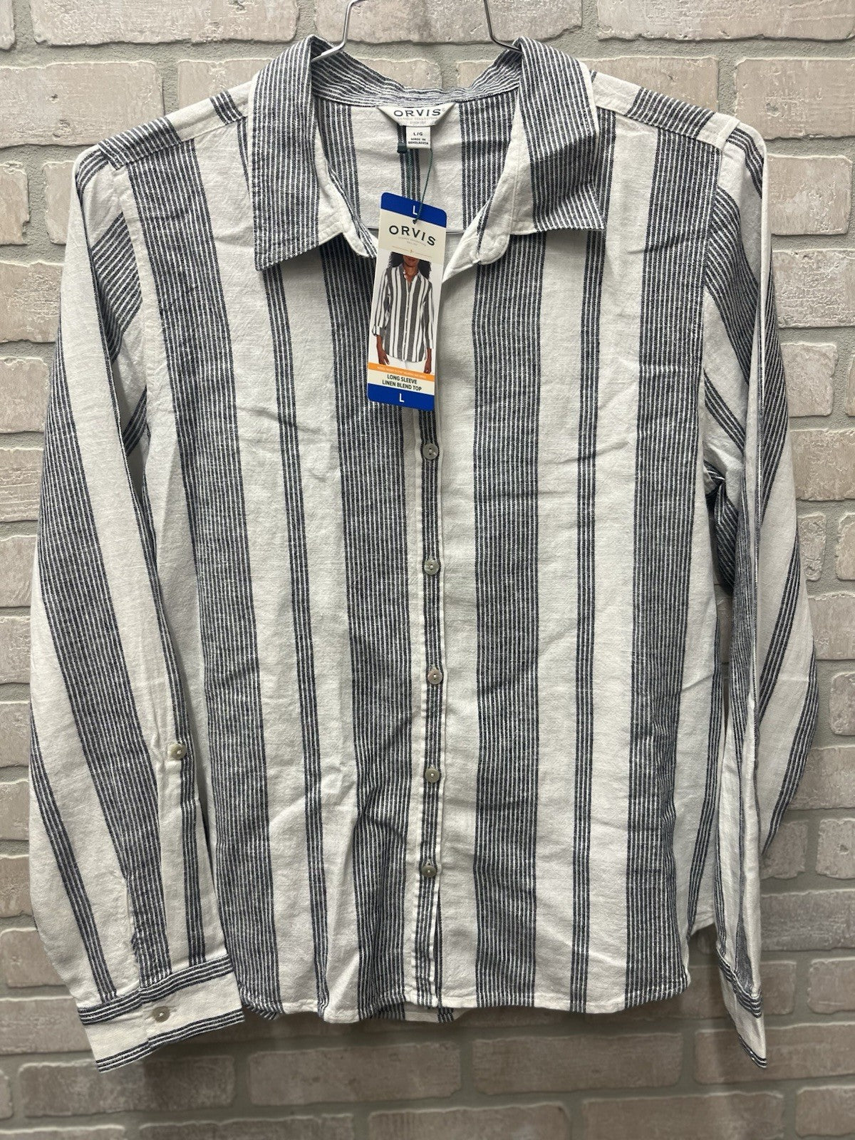 Orvis Women’s Long Sleeve Linen Blend Top Shirts Sz Large 12 To 14 NWT