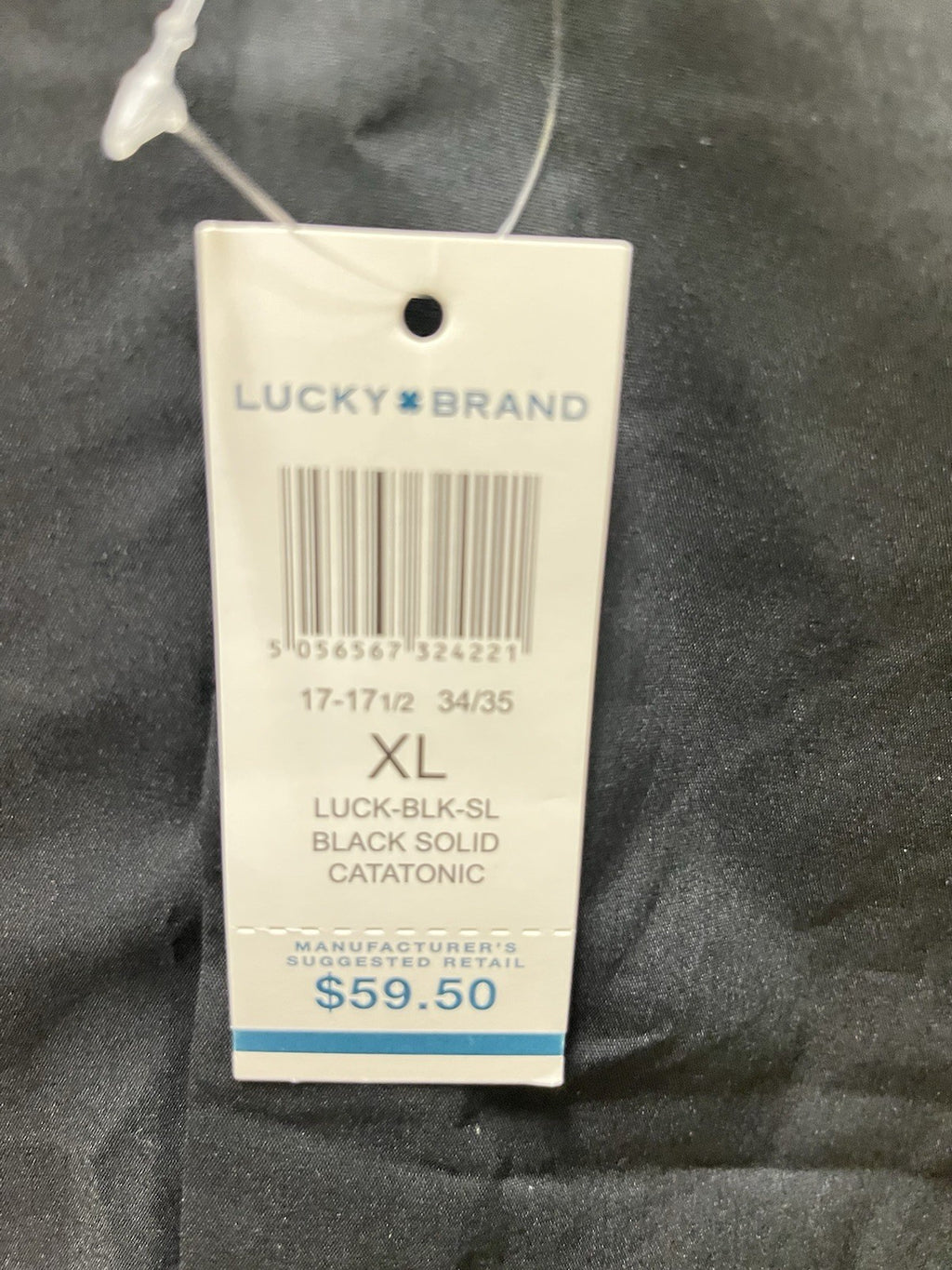 Lucky brand men’s button-down Long sleeve shirt solid black Sz XL catatonic NWT