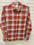 Lucky Brand Men’s Size M Plaid  Pearl Snap Long Sleeve Shirt western wear sports