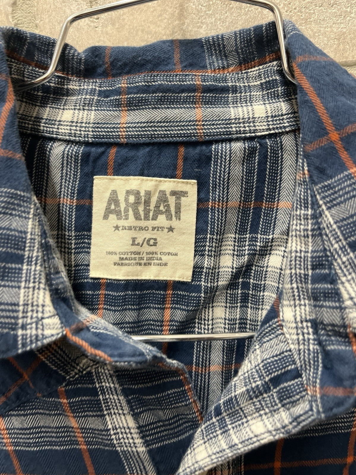 Ariat Retro Fit Men’s Pearl Snap  Flannel Shirt  Plaid Sz L Cowboy western rodeo