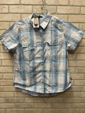 Eddie Bowers woman’s short sleeve Shirt light button down plaid Sz L 12/14 NWT