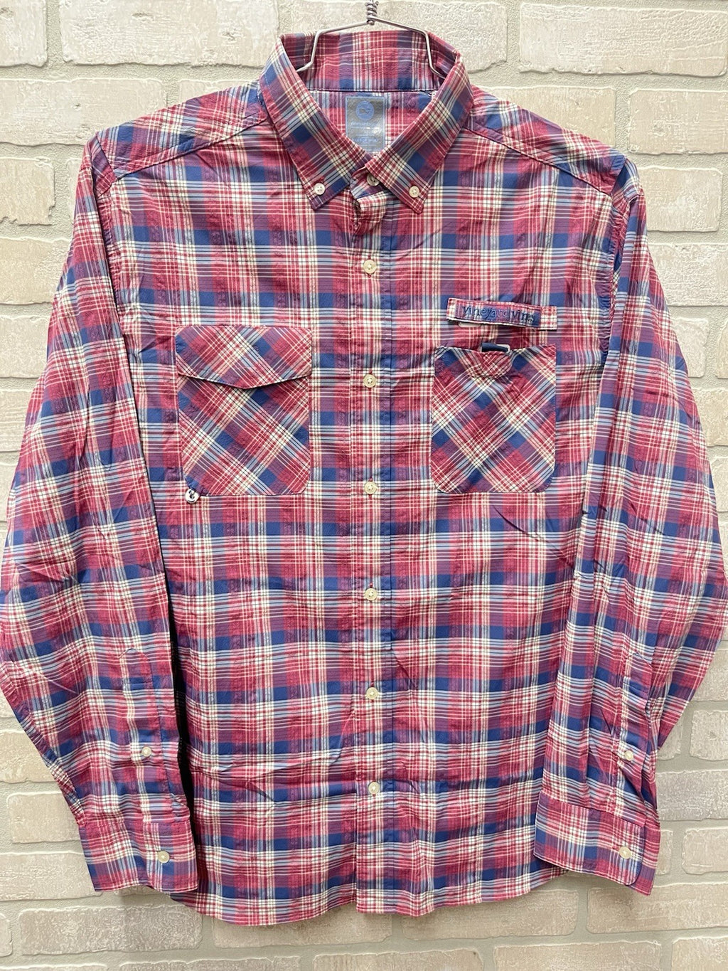 Vineyard vines men’s harbor long sleeve shirt Sz L plaid Martha’s Vineyard