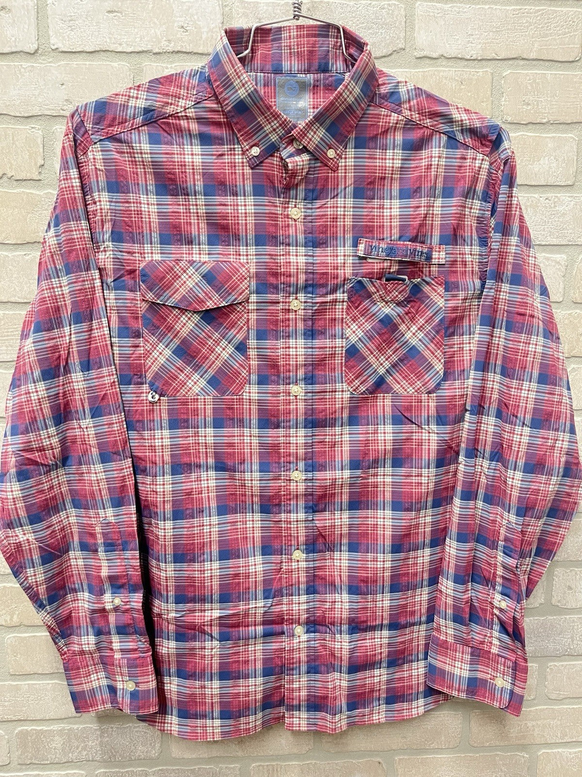 Vineyard vines men’s harbor long sleeve shirt Sz L plaid Martha’s Vineyard