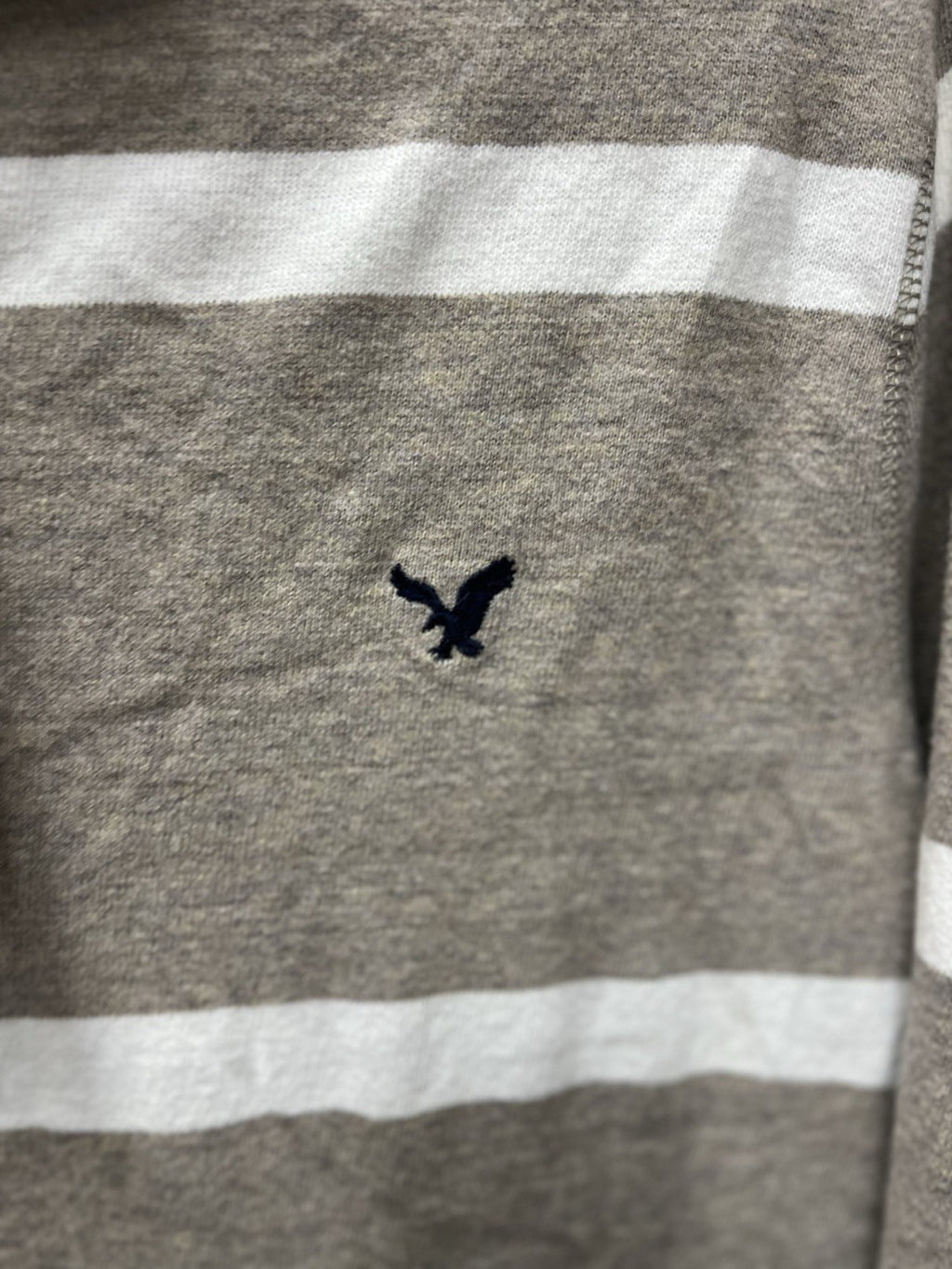 American Eagle men’s long sleeve pullover rugby style Sz L brown stripe NWT