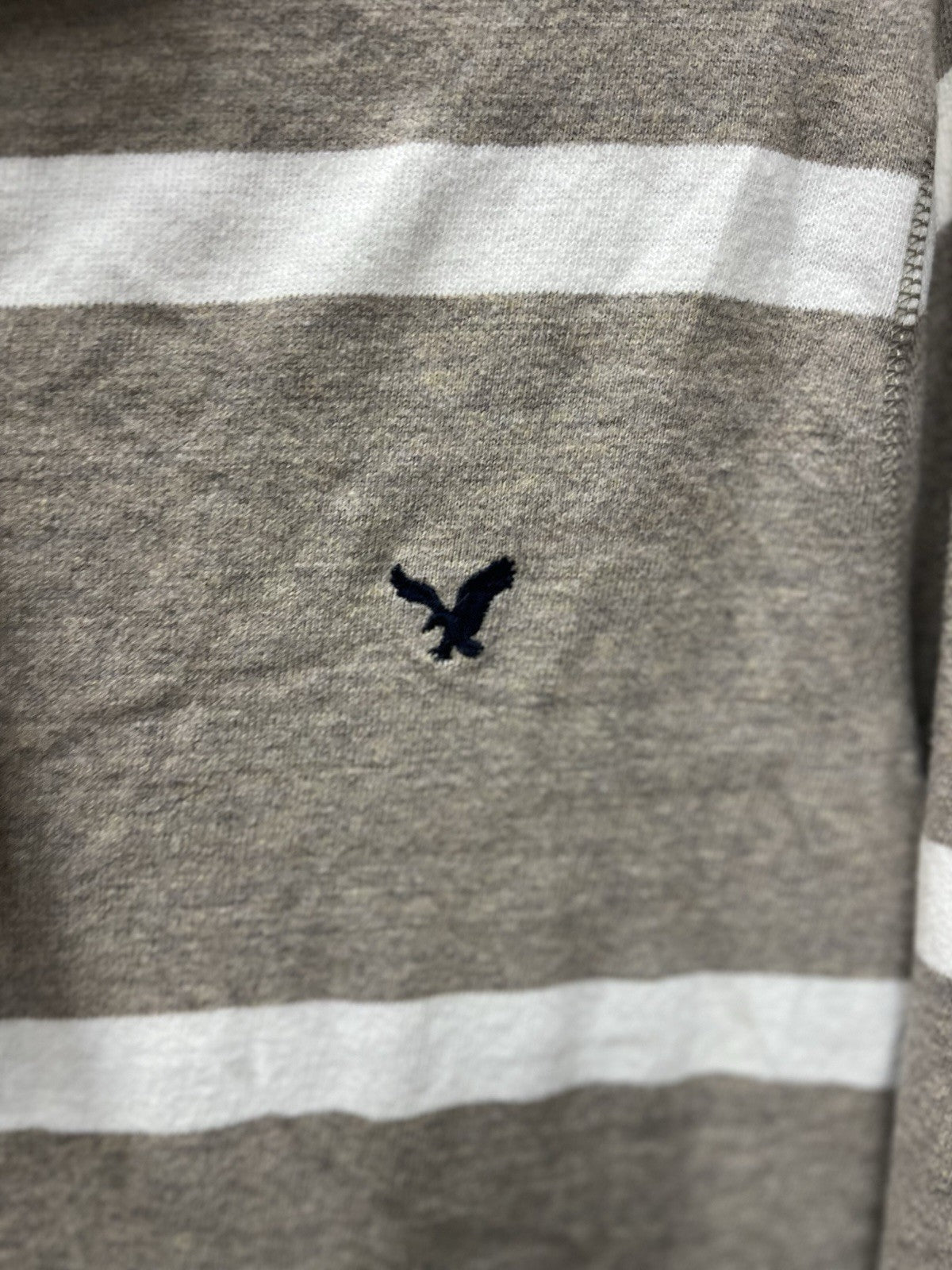 American Eagle men’s long sleeve pullover rugby style Sz L brown stripe NWT