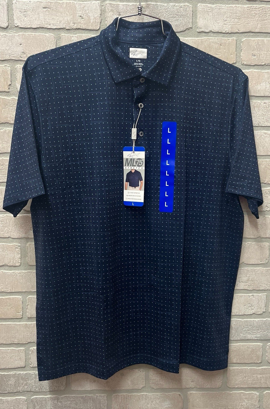 Greg Norman ML75 Golf Polo Shirt Mens Large Blue NWT Play Dry Short Sleeve