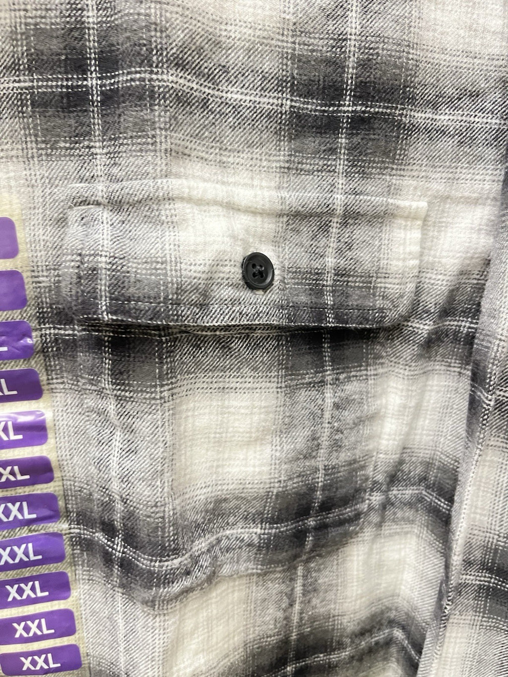 Lucky Brand Classic Fit Flannel Shirt Men's Size XXL Black Plaid Lumberjack