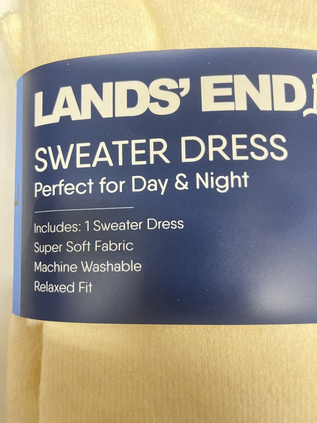 Lands' End Women’s Crewneck Sweater Dress Sz L 12/14 cream white Relax Fit NWT