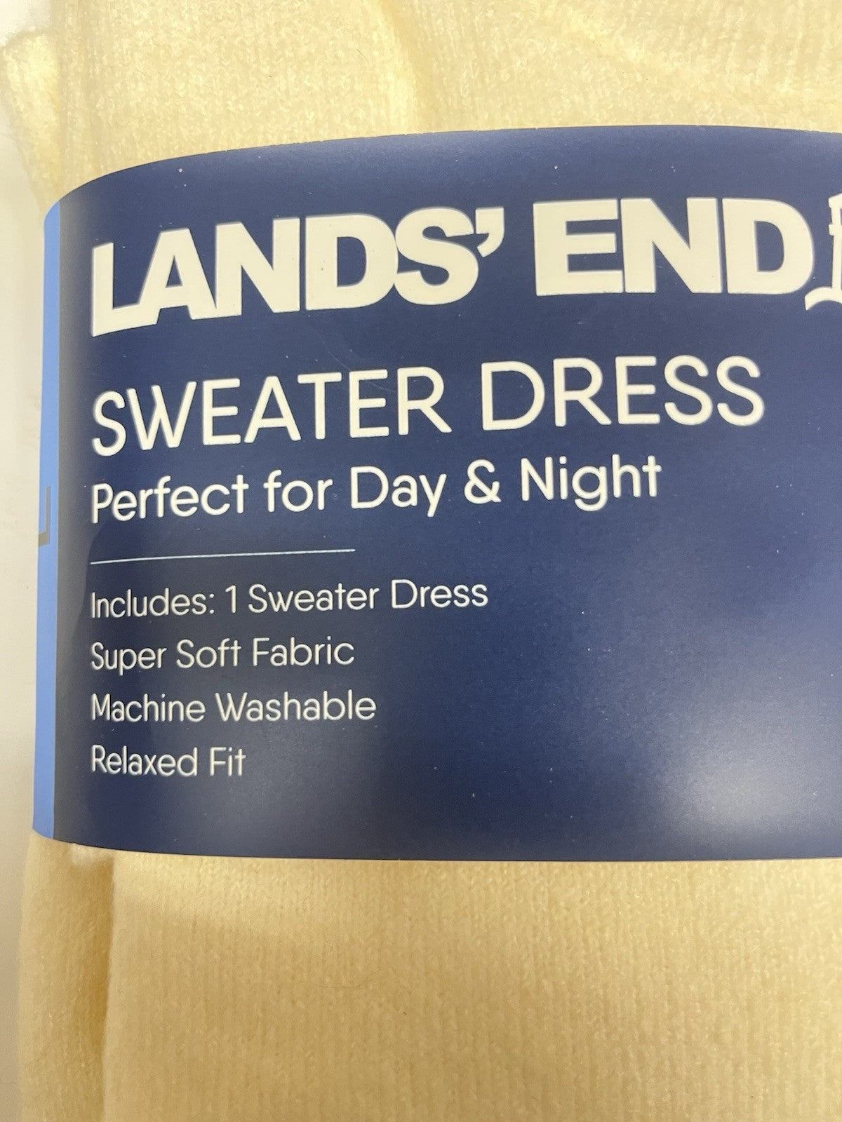Lands' End Women’s Crewneck Sweater Dress Sz L 12/14 cream white Relax Fit NWT
