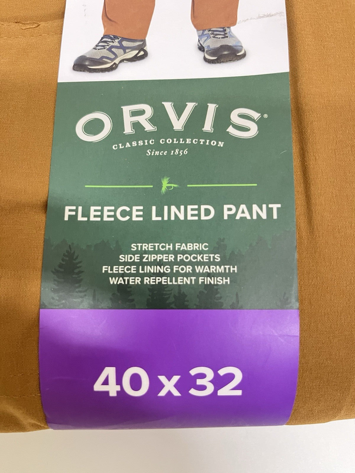 Orvis men’s pants Sz 40/32 tan fleece line casual dress up cozy work Active NWT