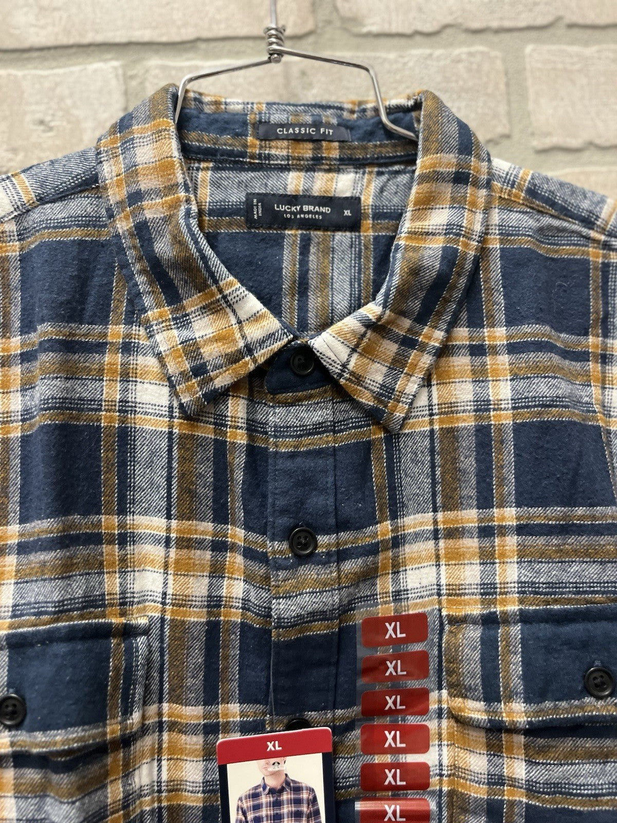 Lucky brand men’s long sleeve button-down flannel plaid shirt Sz XL Rodeo Cowboy