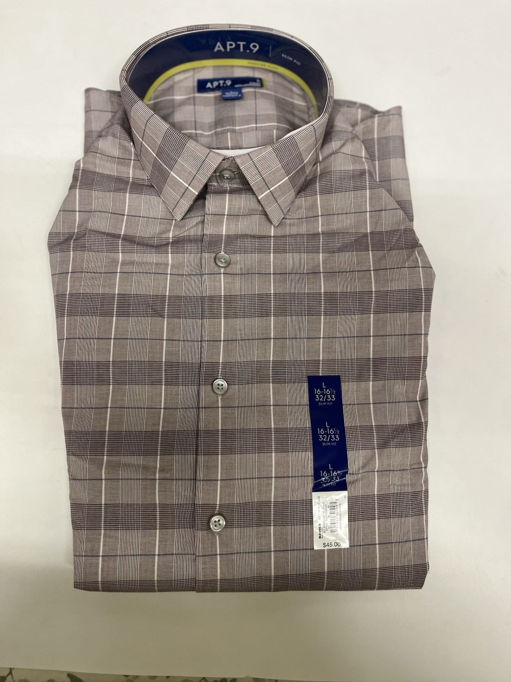 APT.9 men’s Long Sleeve dress shirt Sz L premium flex regular fit white NWT