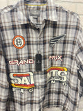 Saints Studios Flannel Shirt Men's Sz Large Grand Prix Racing Speedway Champs