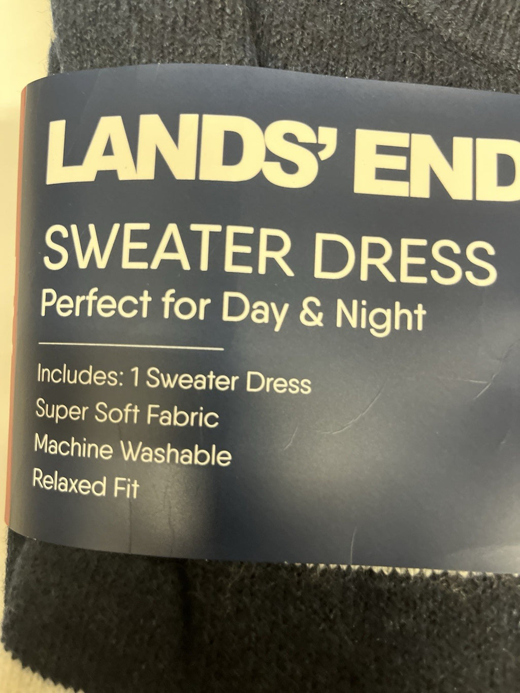 Lands' End Women’s Crewneck Sweater Dress Sz XL 16/18 NAVY Blue Relax Fit NWT