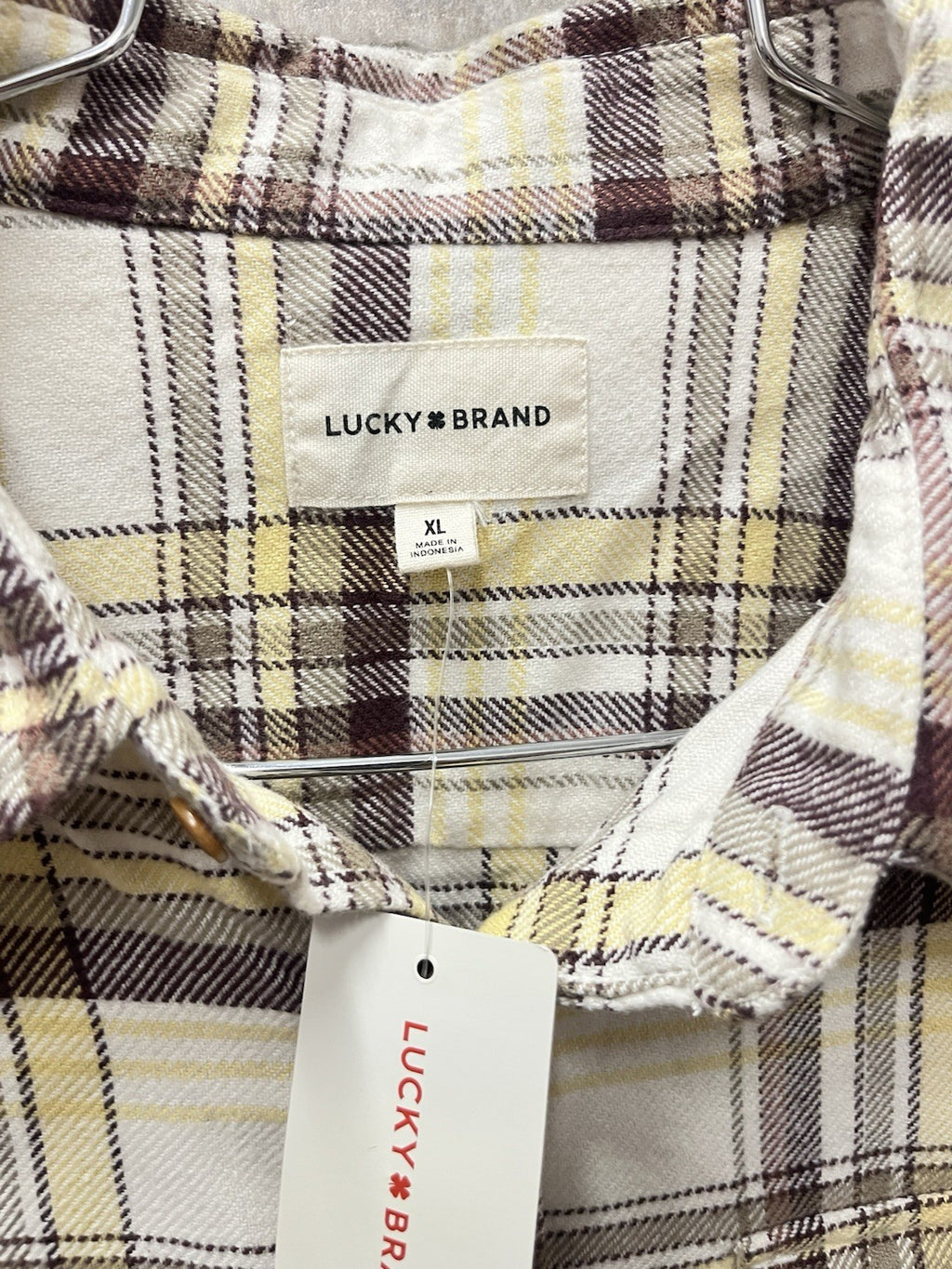 Lucky brand button-down long sleeve Flanner shirt Men’s Sz XL tan multicolor NWT