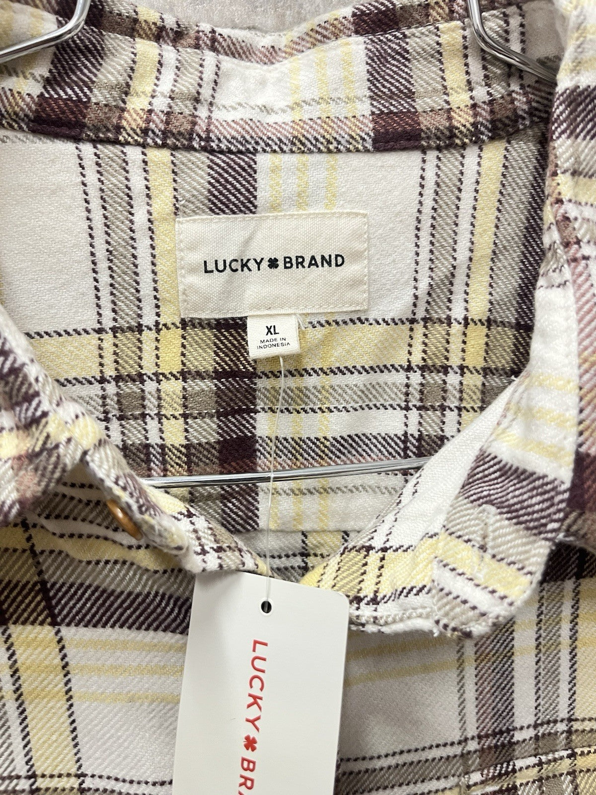 Lucky brand button-down long sleeve Flanner shirt Men’s Sz XL tan multicolor NWT