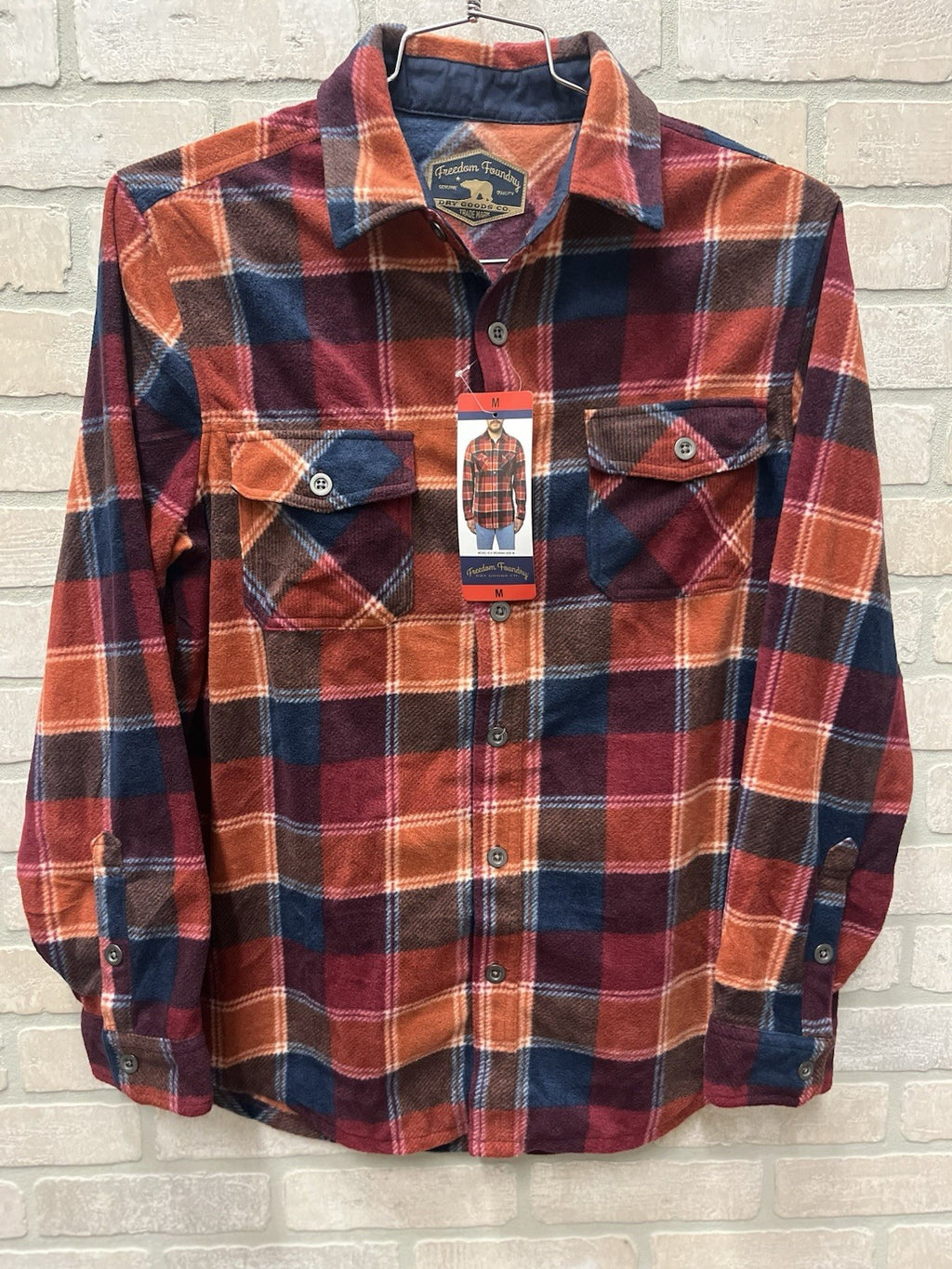 Freedom foundry Men’s Long sleeve button down flannel plaid Shirt Sz M  NWT