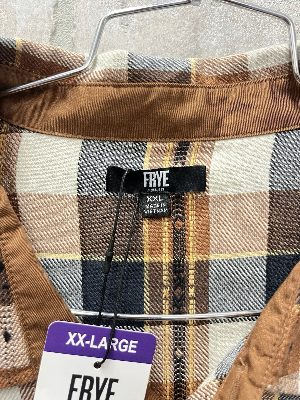 Frye Mens Shirt Plaid Jacquard Flannel Long Sleeve Button Up Western  XXL NWT