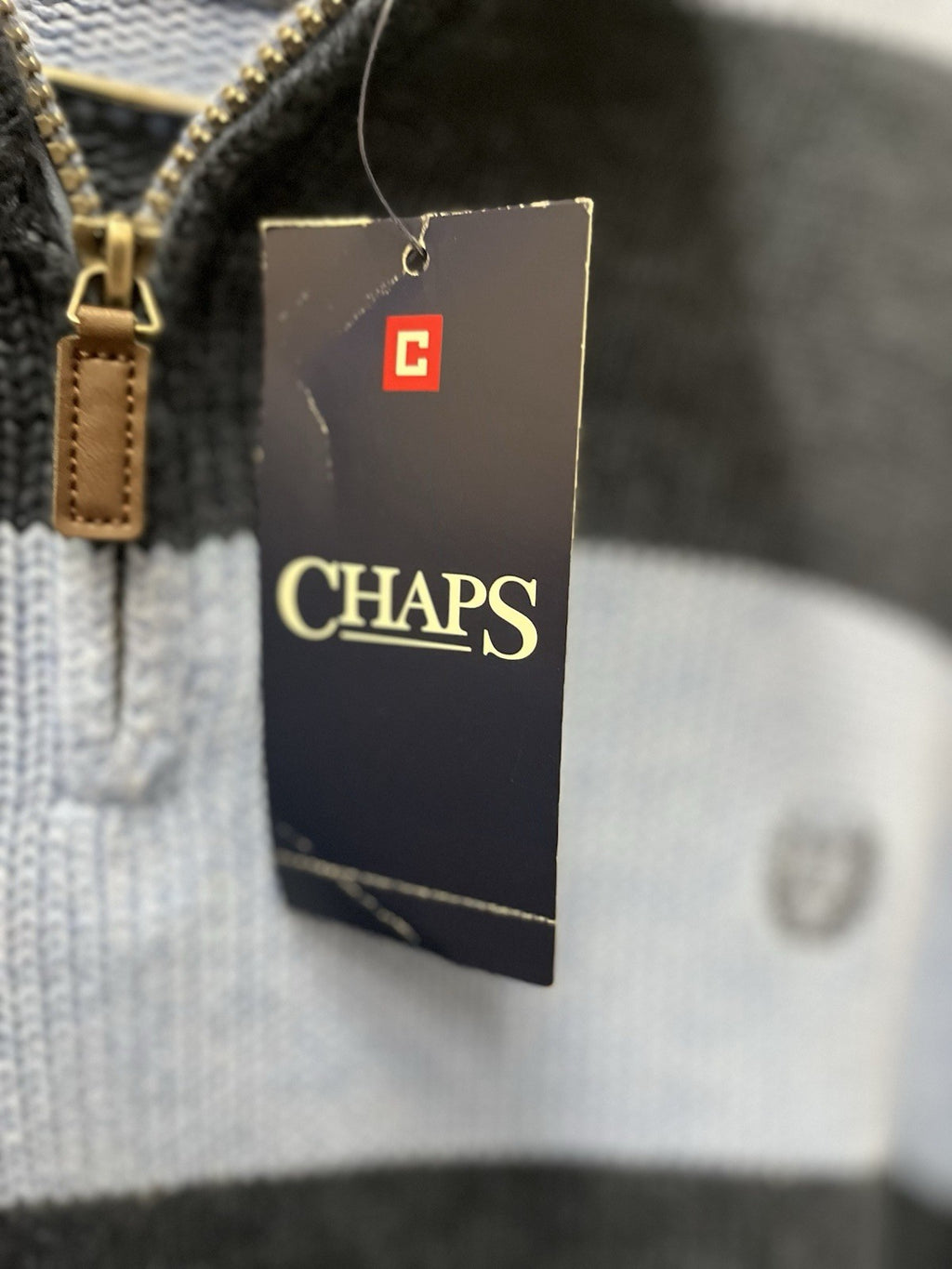 Men's "Chaps" Size XXL, 1/4 Zip Two Tone Blue, Long Sleeve Sweater NWT
