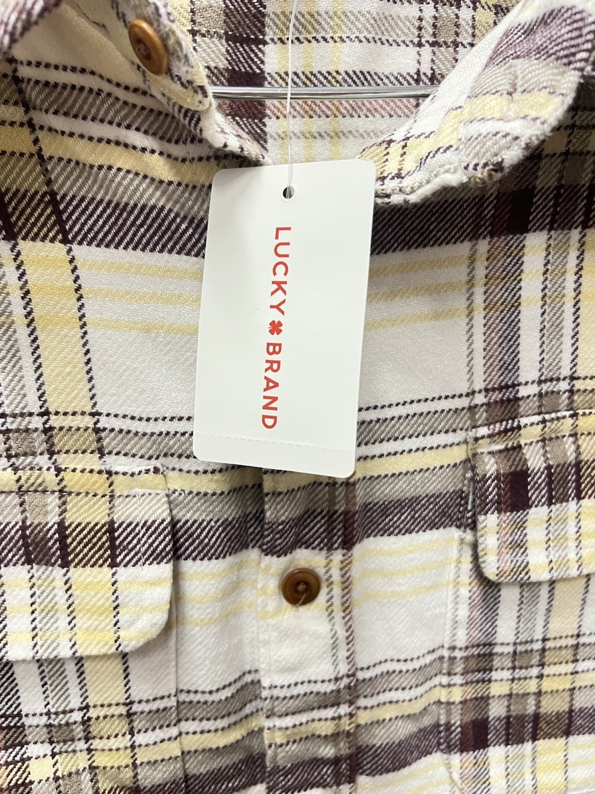 Lucky brand button-down long sleeve Flanner shirt Men’s Sz XL tan multicolor NWT