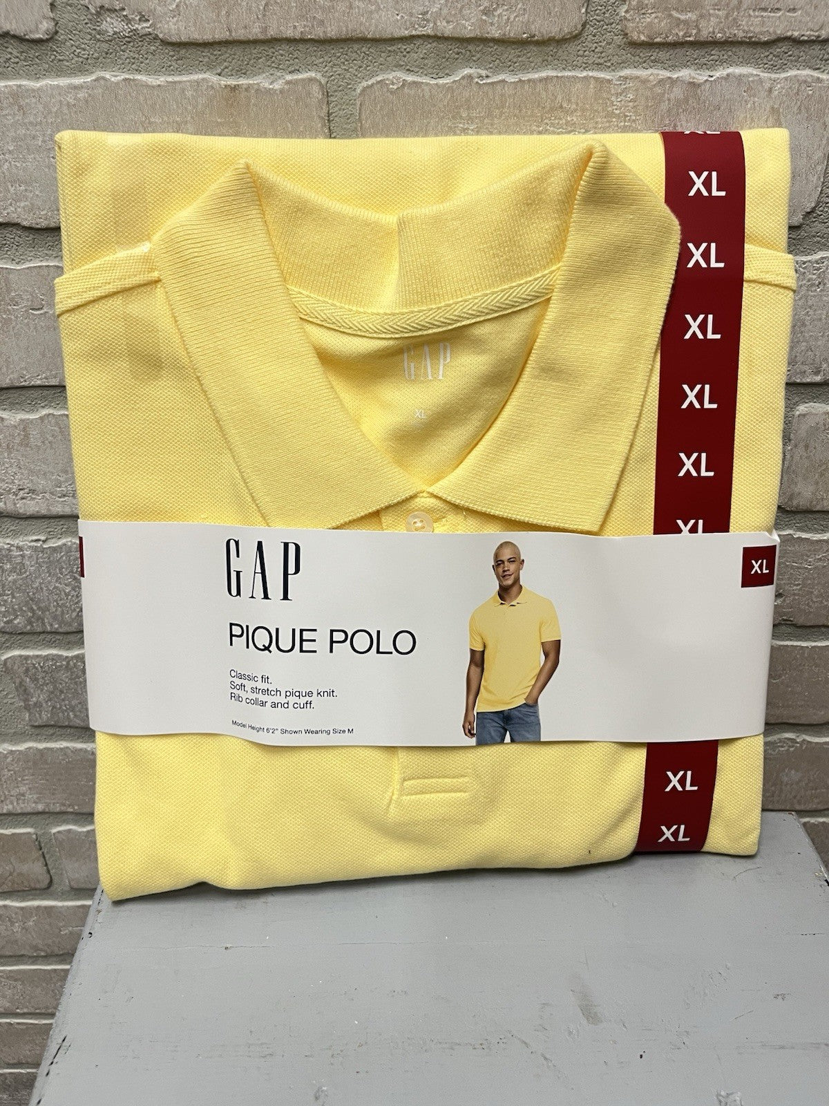 Gap Pique Polo Men’s Sz XL Yellow soft touch NWT