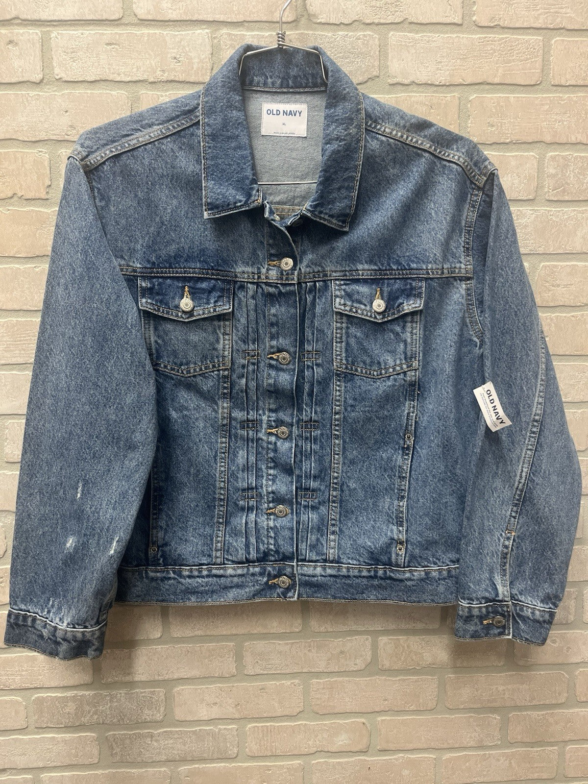 Old Navy woman’s blue denim trucker jacket button down Sz XL 100% cotton NWT