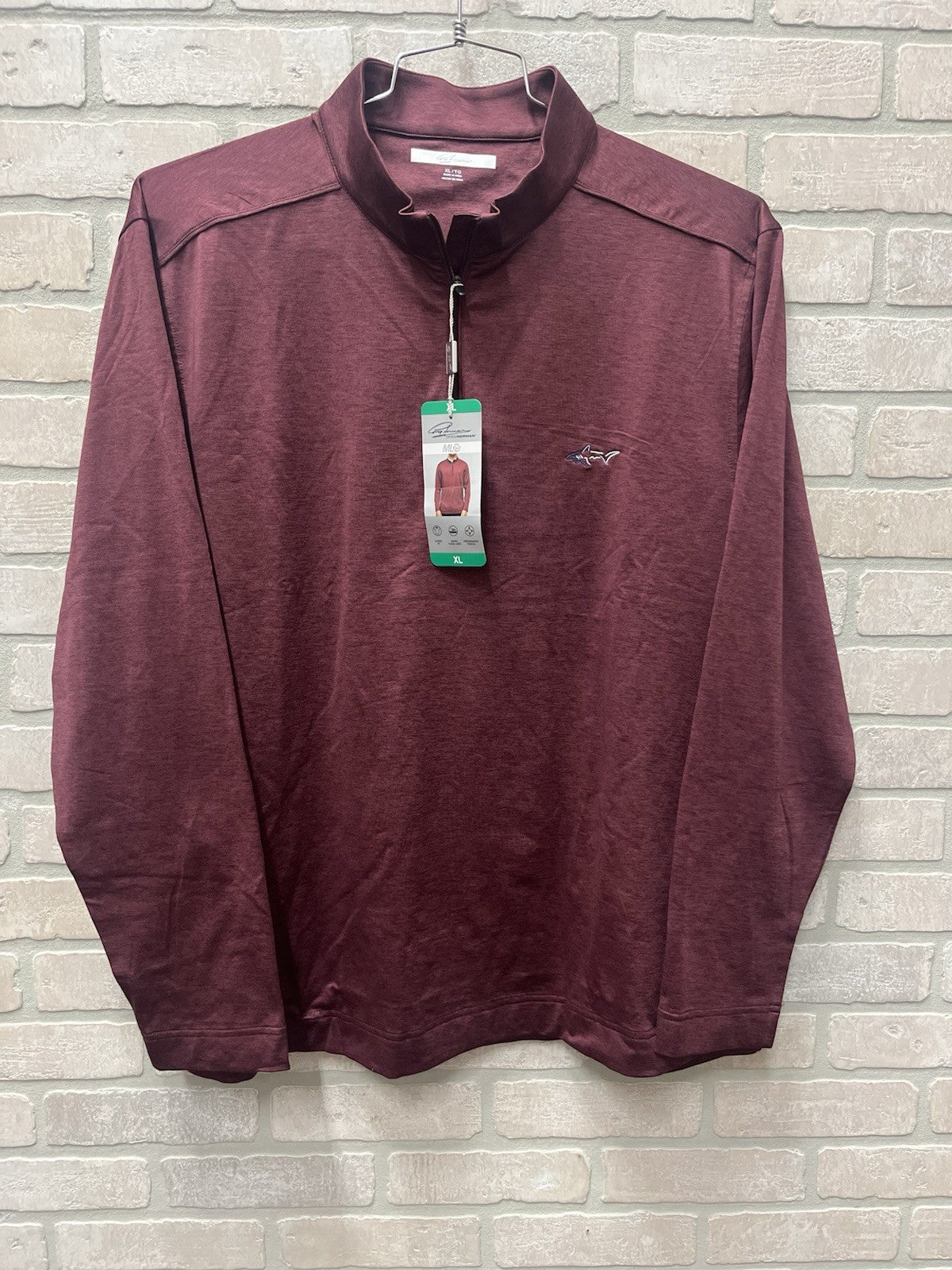 Greg Norman Play Dry Mens XL Red Heathered 1/4 Zip Pullover Golf LS Shirt