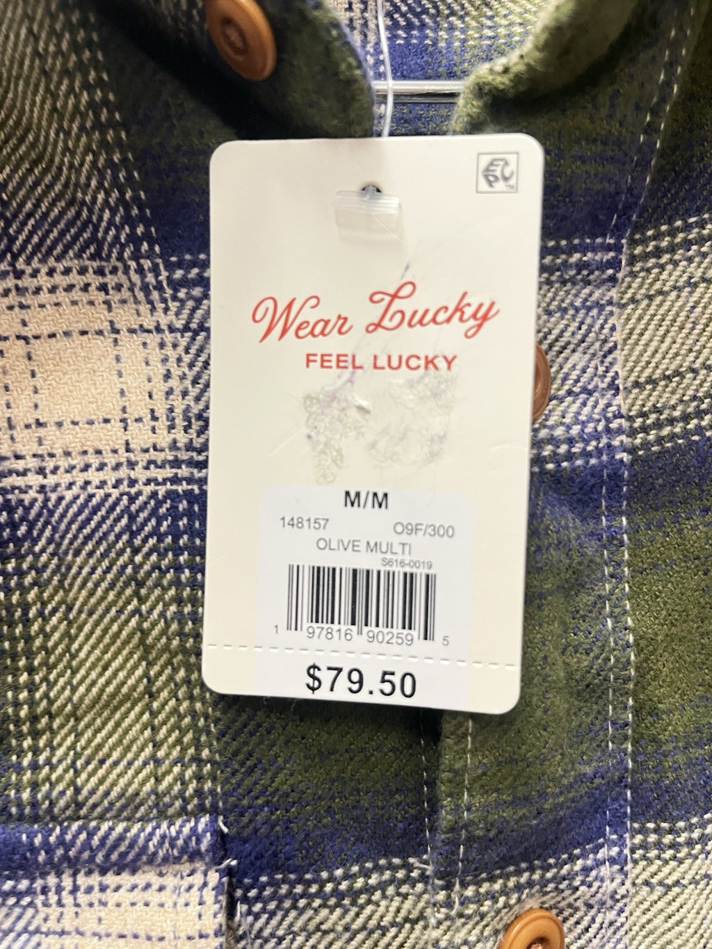 Lucky brand men’s long sleeve button-down flannel plaid shirt Sz M lumberjack