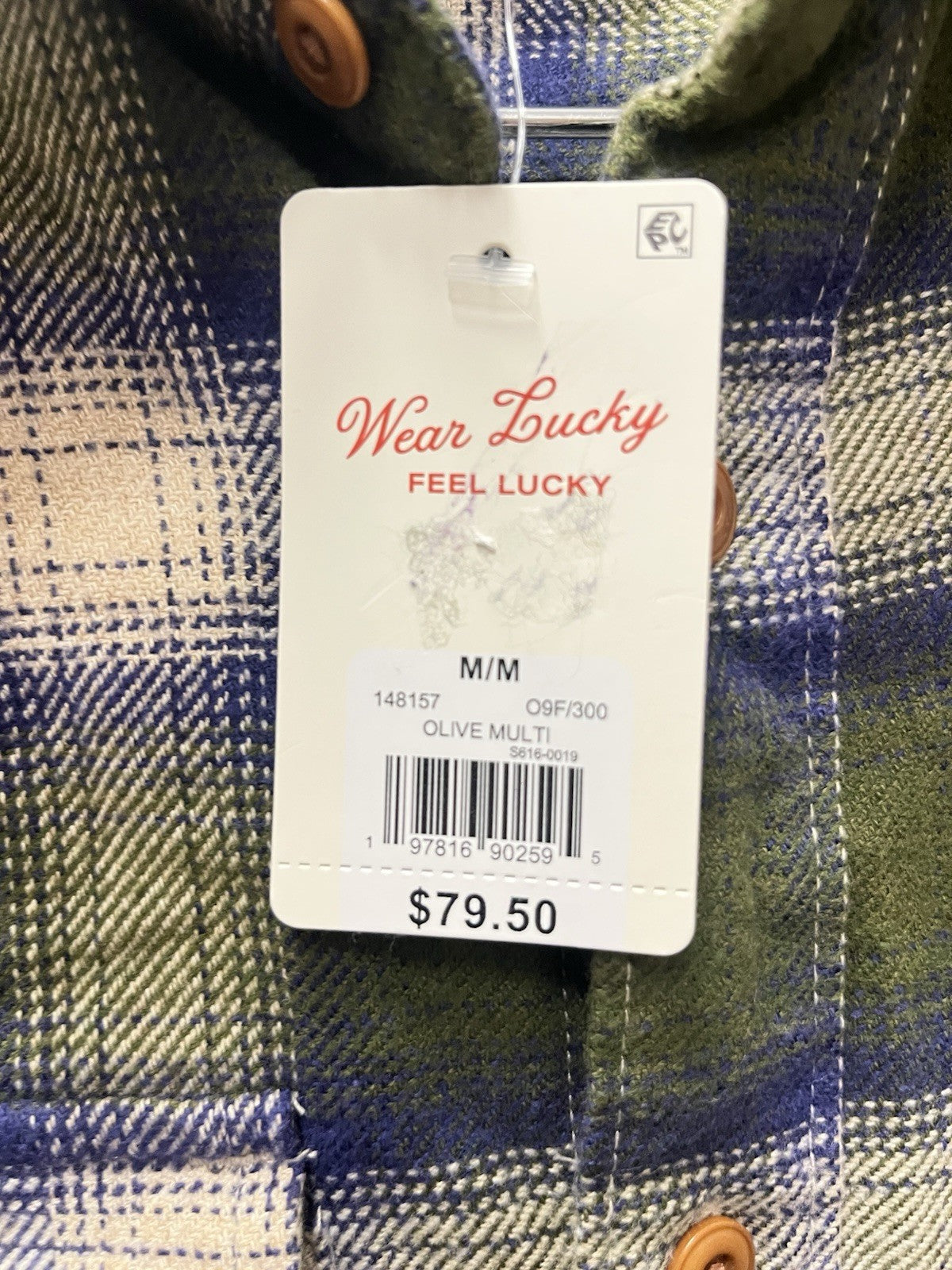 Lucky brand men’s long sleeve button-down flannel plaid shirt Sz M lumberjack