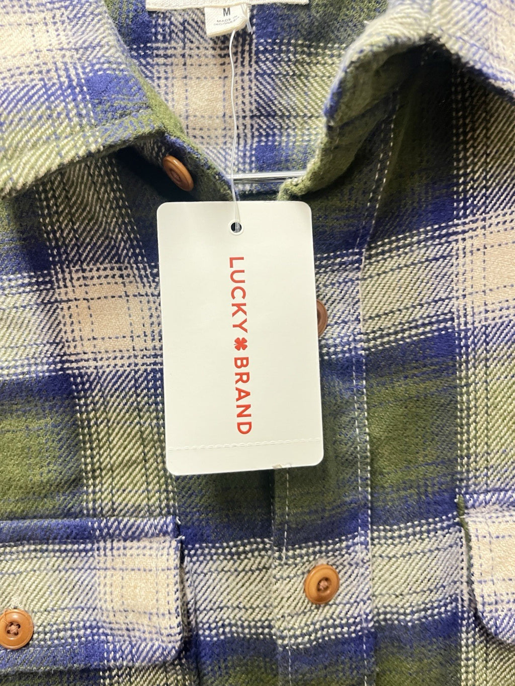 Lucky brand men’s long sleeve button-down flannel plaid shirt Sz M lumberjack