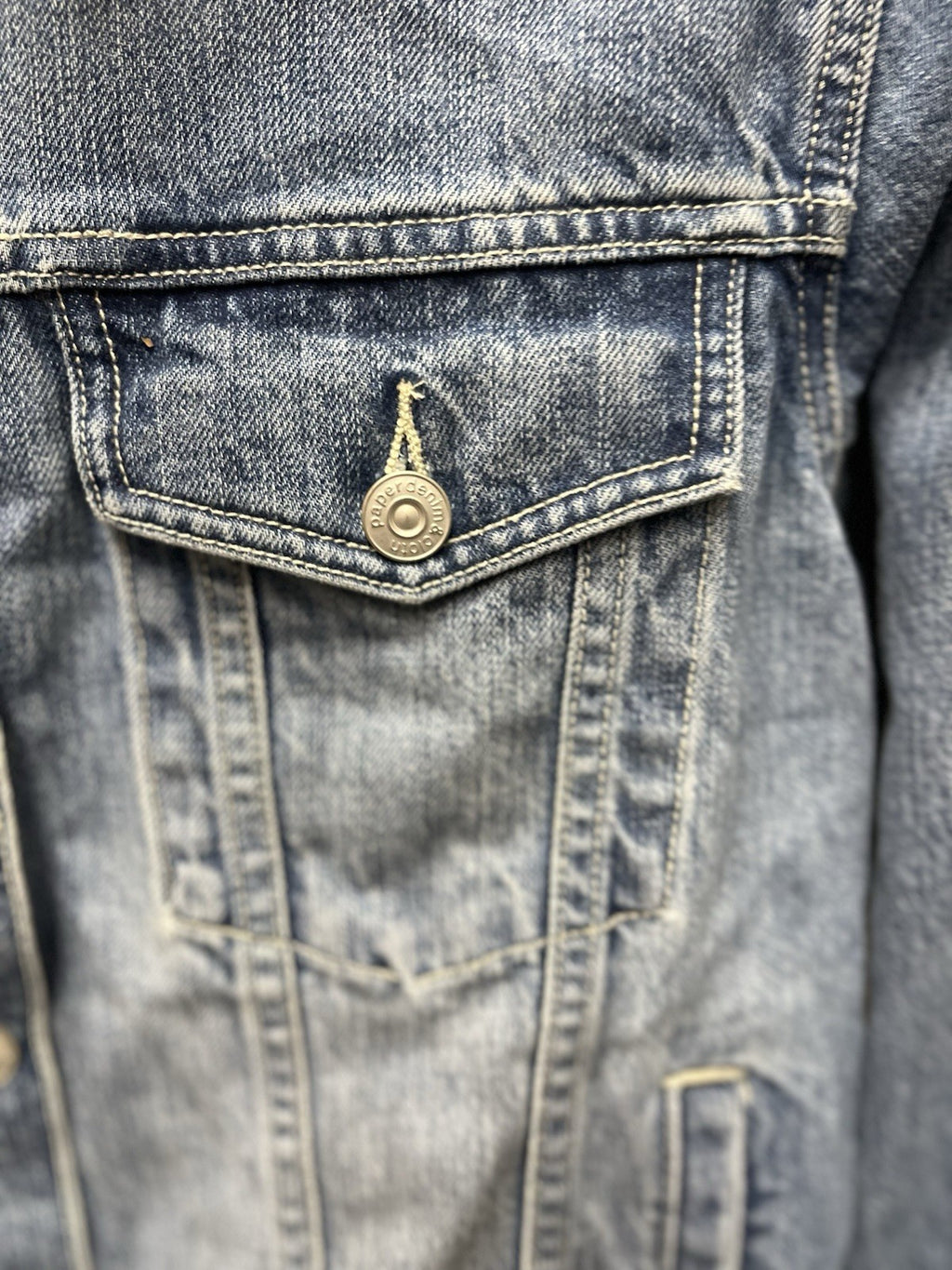 Ladies denim jacket Sz S with pockets paper denim company NWT