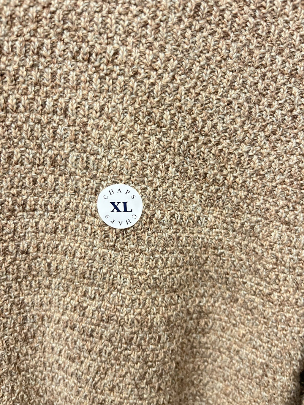 Chaps Sweater Men's XL Henley Mock Neck Cotton Elbow Patches Slim Heather Brown