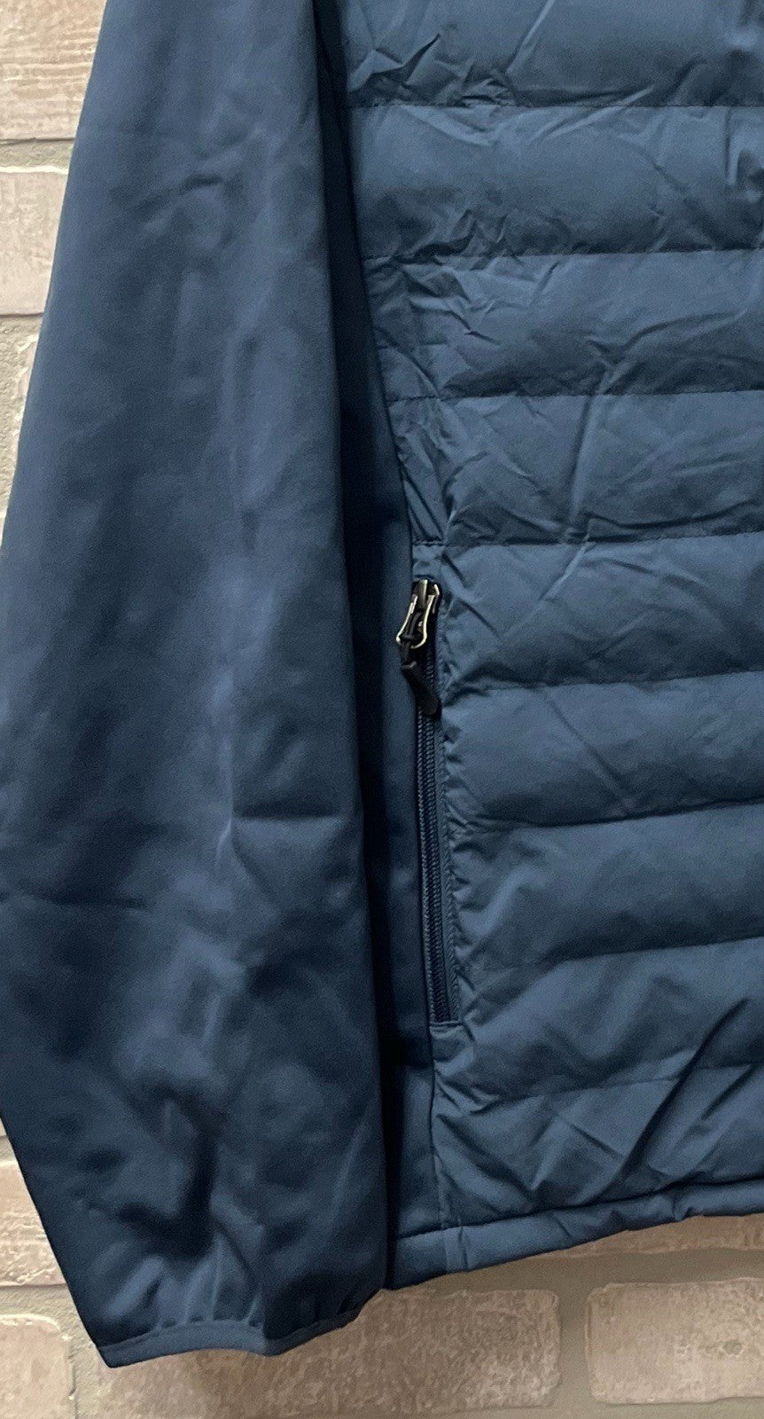 32 Degrees Heat Mens Blue Puffer Jacket Xl Full Zip Side Zip Pockets