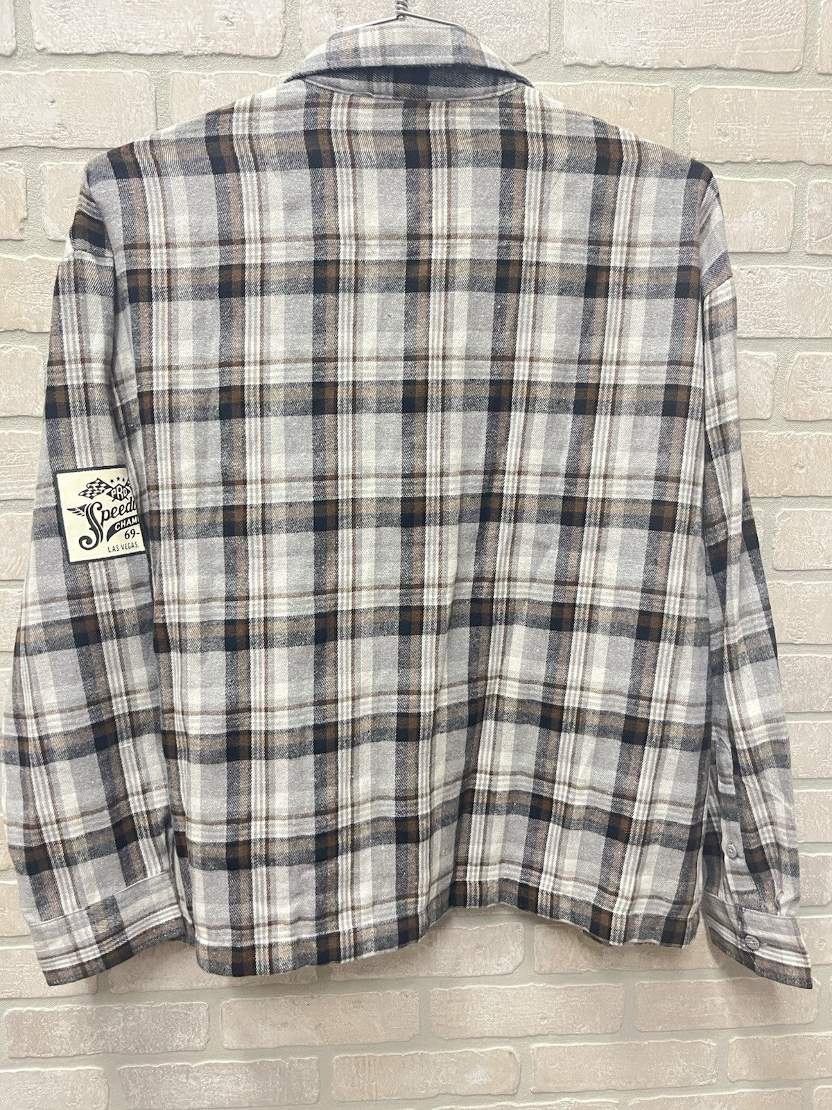 Saints Studios Flannel Shirt Men's Sz Large Grand Prix Racing Speedway Champs