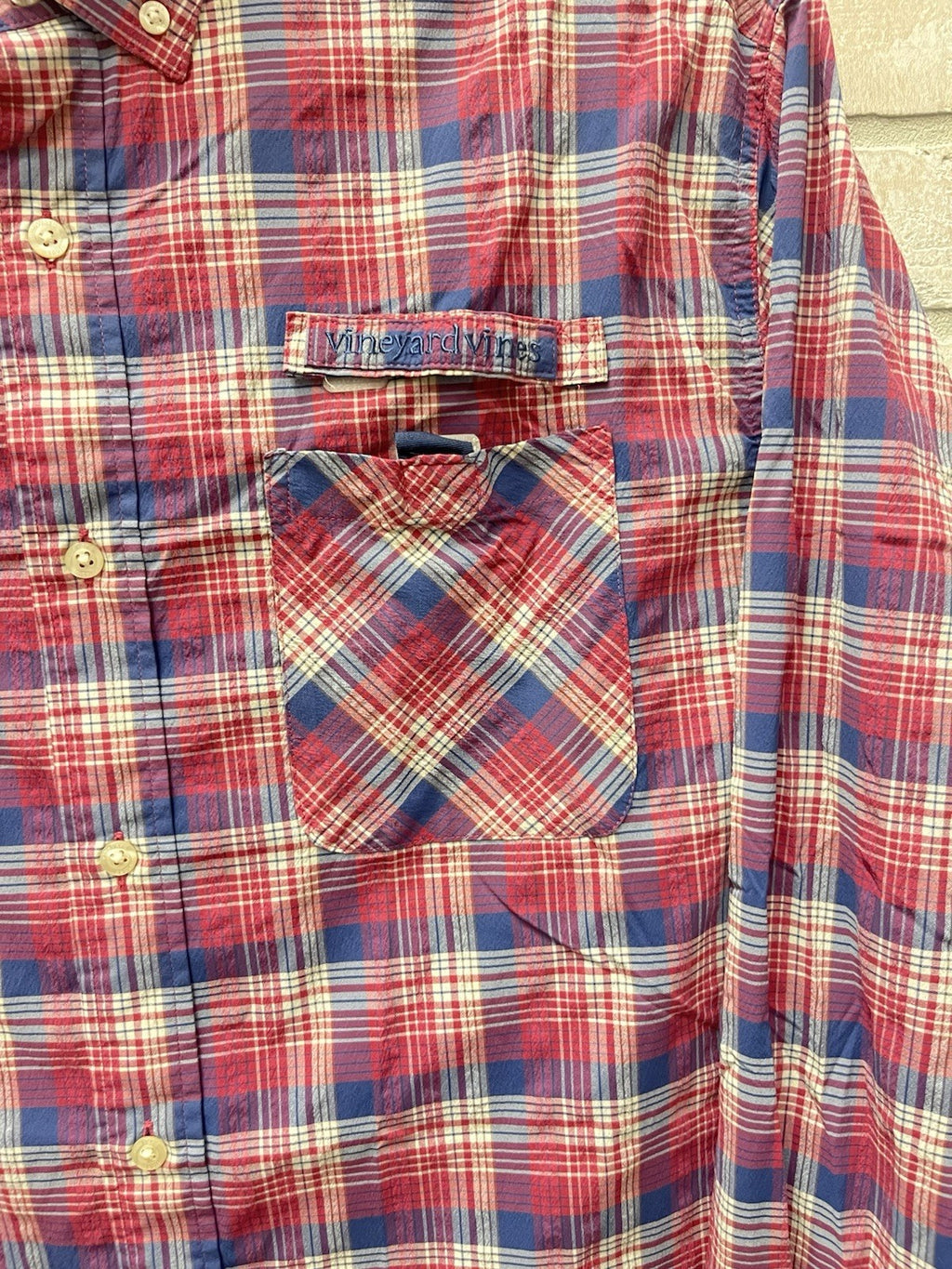 Vineyard vines men’s harbor long sleeve shirt Sz L plaid Martha’s Vineyard