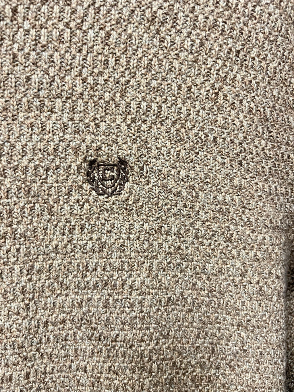 Chaps Sweater Men's XL Henley Mock Neck Cotton Elbow Patches Slim Heather Brown
