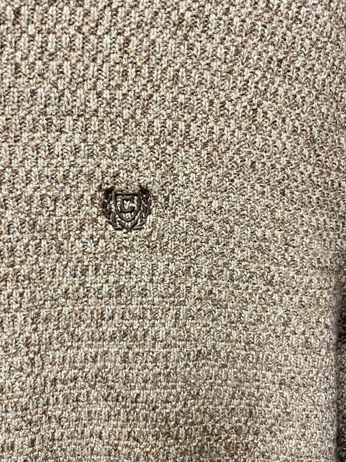 Chaps Sweater Men's XL Henley Mock Neck Cotton Elbow Patches Slim Heather Brown